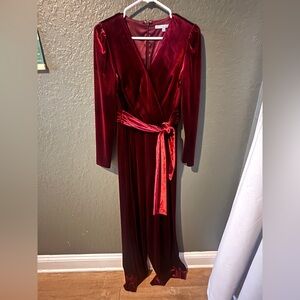 ANTONIO MELANI Burgundy Velvet Jumpsuit